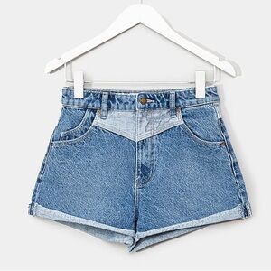 ROLLA'S Two-Tone Light Blue Denim High-Waist Shorts